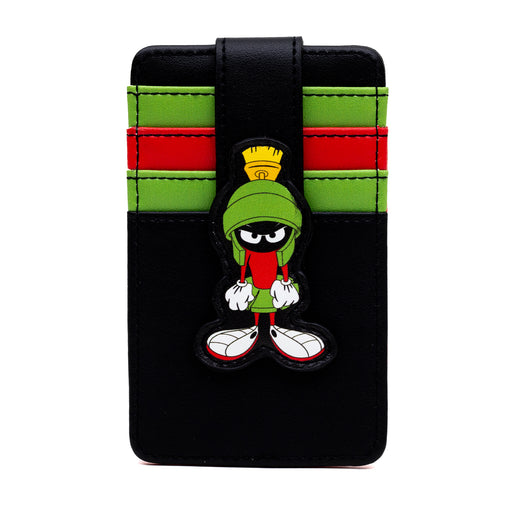 Looney Tunes Vegan Leather Wallet, ID Card Holder, Marvin the Martian Pose Black Green Red, 3.0" x 5.0" Mini ID Wallets Looney Tunes   