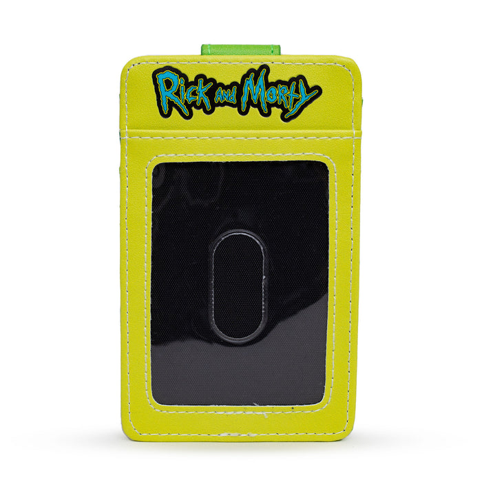 Rick and Morty Wallet, Character Wallet ID Card Holder, Rick and Morty Rick Face Yellow Green, Vegan Leather Mini ID Wallets Rick and Morty   