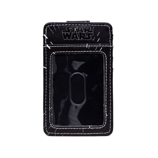 Star Wars Vegan Leather Wallet, Character Wallet ID Card Holder, Star Wars Death Star with Galaxy Stars Black White Mini ID Wallets Star Wars   
