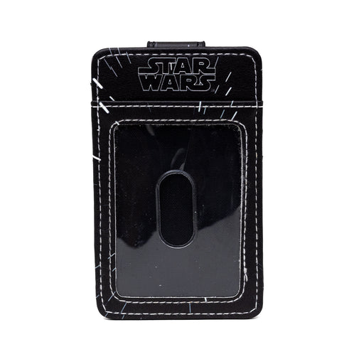 Star Wars Vegan Leather Wallet, Character Wallet ID Card Holder, Star Wars Stormtrooper Profile with Galaxy Stars Black White Mini ID Wallets Star Wars   