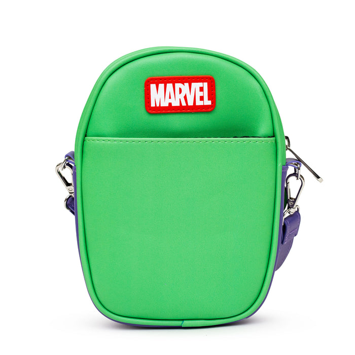 Marvel Comics Bag, Cross Body, Kawaii Hulk Character Close Up with Face Applique, Vegan Leather Crossbody Bags Marvel Comics   