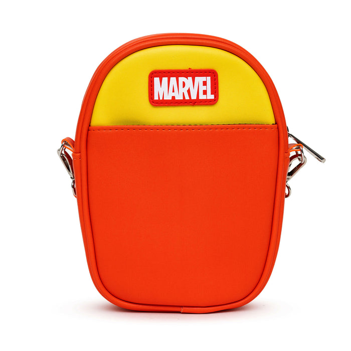 Marvel Comics Bag, Cross Body, Kawaii Iron Man Character Close Up with Face Applique, Vegan Leather Crossbody Bags Marvel Comics   