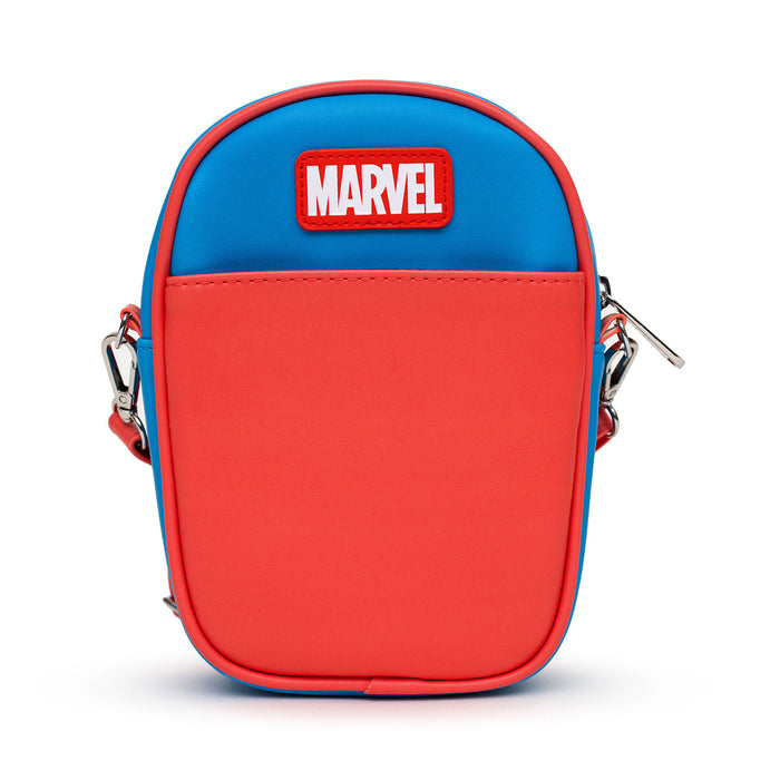 Marvel Comics Bag, Cross Body, Kawaii Spider Man Character Close Up with Face Applique, Vegan Leather Crossbody Bags Marvel Comics   