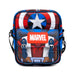 Marvel Comics Bag, Large Cross Body with Front Pocket, Captain America Character Suit Close Up Blue White Reds, Vegan Leather Crossbody Bags Marvel Comics   