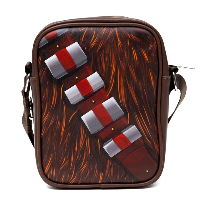 Star Wars Vegan Leather Cross Body Backpack for Men and Women with Adjustable Strap, Chewbacca Character Close Up, Brown Crossbody Bags Star Wars   