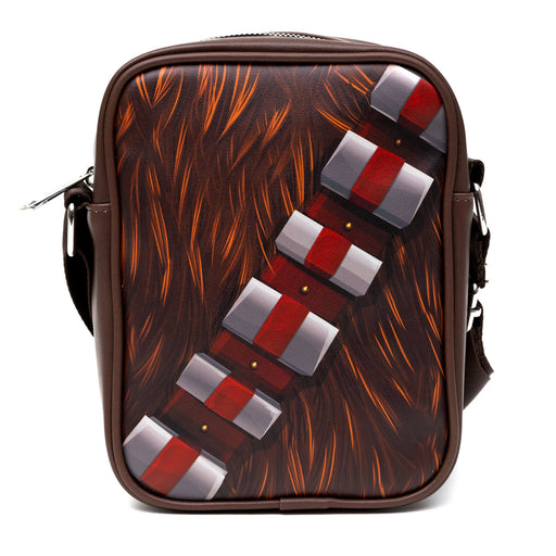 Star Wars Vegan Leather Cross Body Backpack for Men and Women with Adjustable Strap, Chewbacca Character Close Up, Brown Crossbody Bags Star Wars   