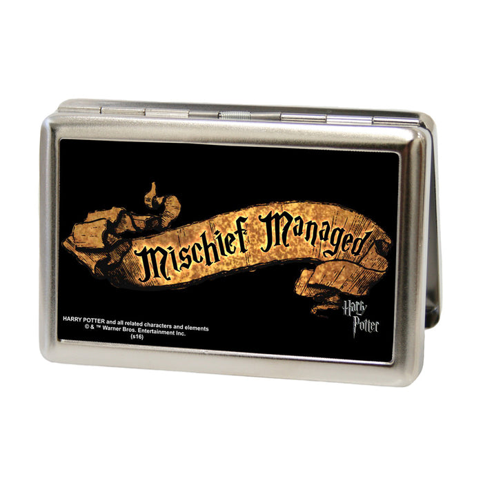 Business Card Holder - LARGE - Harry Potter MISCHIEF MANAGED Banner FCG Black/Tan Metal ID Cases The Wizarding World of Harry Potter   