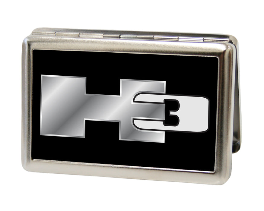 Business Card Holder - LARGE - H3 FCG Black/Silver Logo Metal ID Cases GM General Motors   