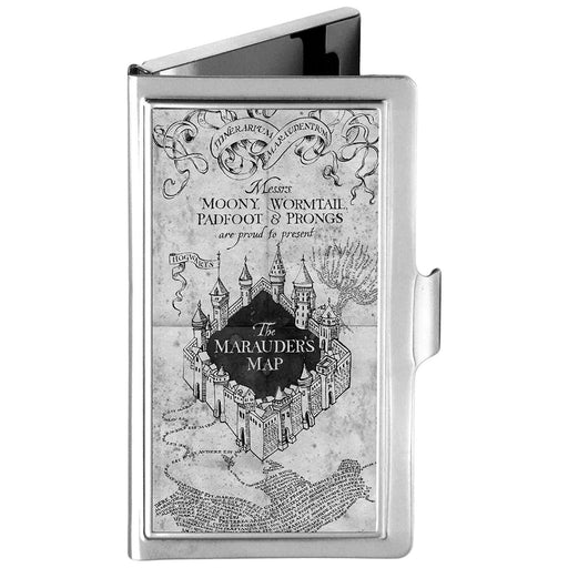 Business Card Holder - SMALL - Hogwarts School THE MARAUDER'S MAP Brushed Silver/Black Business Card Holders The Wizarding World of Harry Potter   