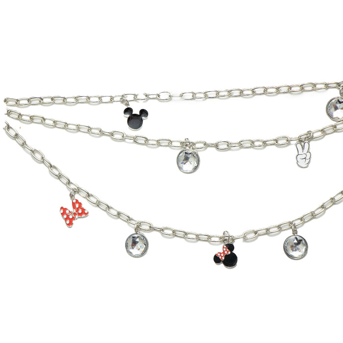 Metal Chain Belt - Silver Chain with Disney Mickey Mouse and Minnie Mouse Charms Metal Chain Belts Disney   