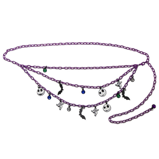 Metal Chain Belt - Purple Chain with The Nightmare Before Christmas Jack and Zero Charms Metal Chain Belts Disney   