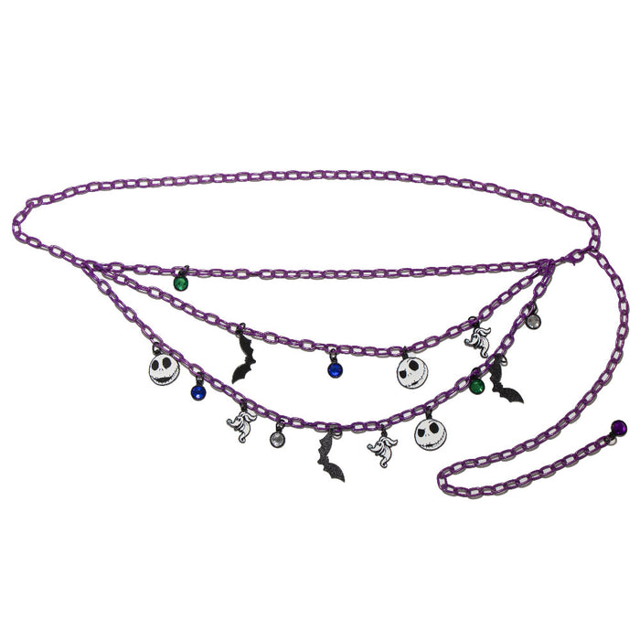 Metal Chain Belt - Purple Chain with The Nightmare Before Christmas Jack and Zero Charms Metal Chain Belts Disney   