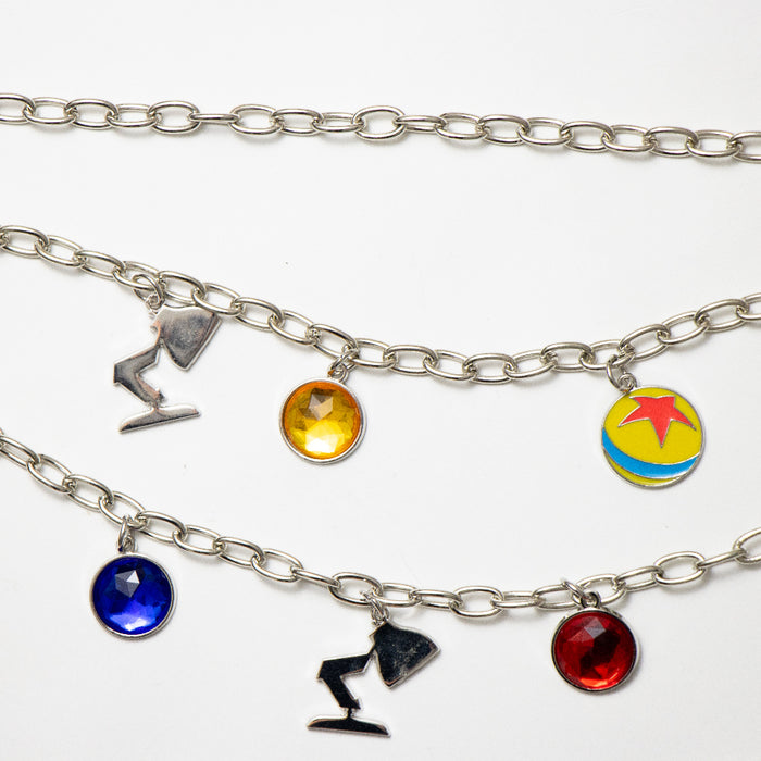 Metal Chain Belt - Silver Chain with Pixar Luxo Ball and Luxo Jr Lamp Charms Metal Chain Belts Disney   