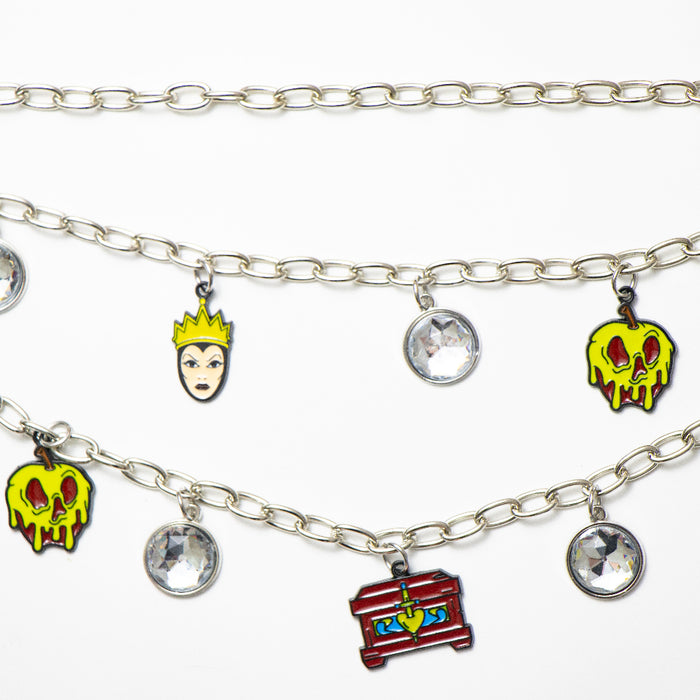 Metal Chain Belt - Silver Chain with Snow White Evil Queen Charms Metal Chain Belts Disney   