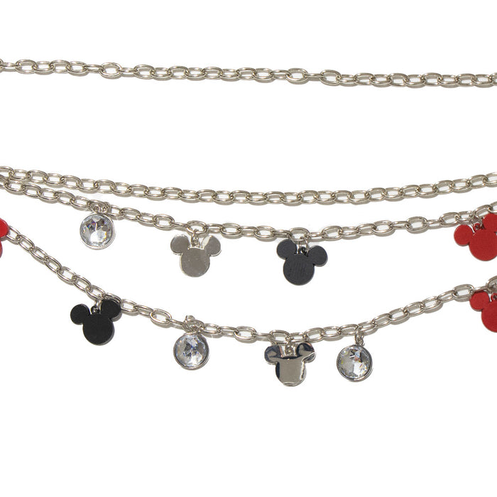 Metal Chain Belt - Silver Chain with Mickey Mouse Head Charms Silver Red Black Metal Chain Belts Disney   