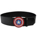 Captain America Shield with Crystal Rhinestones Cast Buckle - Black PU Strap Belt Cast Buckle Belts Marvel Comics   