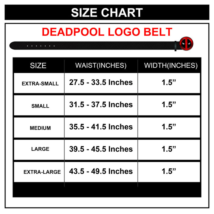 Deadpool Logo Enamel Cast Buckle - Black PU Strap Belt Cast Buckle Belts Marvel Comics   