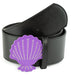 The Little Mermaid Ariel Seashell Purple with Gems Cast Buckle - Black PU Strap Belt Cast Buckle Belts Disney   