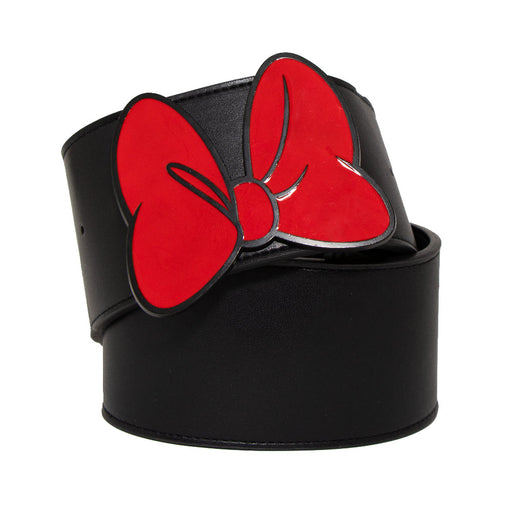 Minnie Mouse Red Bow Cast Buckle - Black PU Strap Belt Cast Buckle Belts Disney   