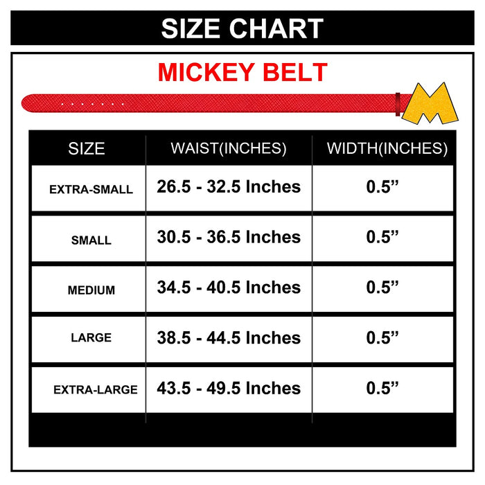 Mickey Mouse Glitter M Cast Buckle - Red Patent PU Strap Belt Cast Buckle Belts Disney   