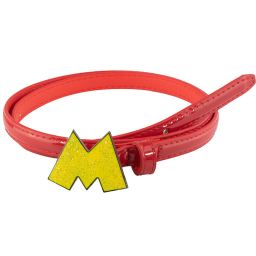 Mickey Mouse Glitter M Cast Buckle - Red Patent PU Strap Belt Cast Buckle Belts Disney   