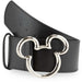 Mickey Ears Outline Silver Cast Buckle - Black PU Strap Belt Cast Buckle Belts Disney   