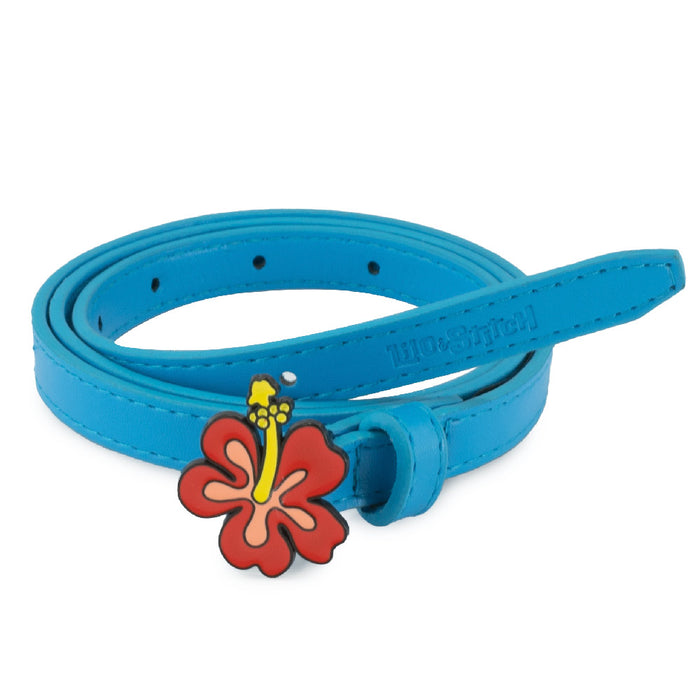 Lilo and Stitch Hibiscus Flower Enamel Cast Buckle - Shiny Blue Pebble PU Strap Belt Cast Buckle Belts Disney   