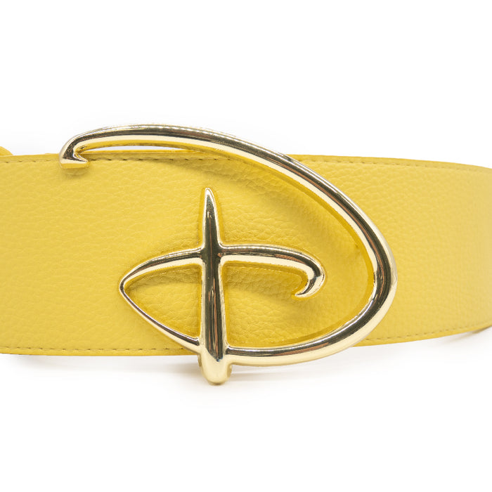 Disney Signature D Logo Gold Cast Buckle - Yellow PU Strap Belt Cast Buckle Belts Disney   