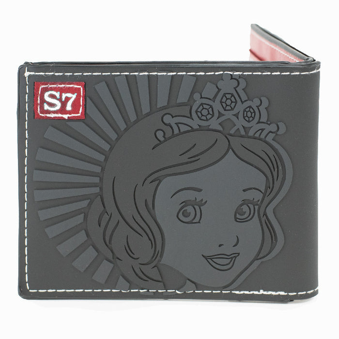 Rubber Wallet - Snow White Poisoned Apple + Face/Text Badge Black/Red/Turquoise Rubber Bi-Fold Wallets Disney   