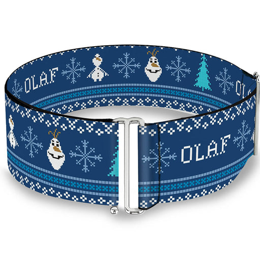 Cinch Waist Belt - Olaf Snowflakes Stitch Blues White Womens Cinch Waist Belts Disney   