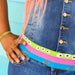 Cinch Waist Belt - Toy Story Alien Bounding Striping Green Purple Blue Womens Cinch Waist Belts Disney   