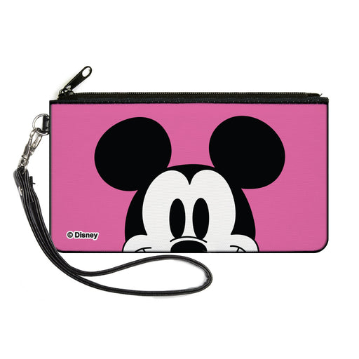 Canvas Zipper Wallet - LARGE - Mickey Mouse Face Character Close-Up Pink Canvas Zipper Wallets Disney   