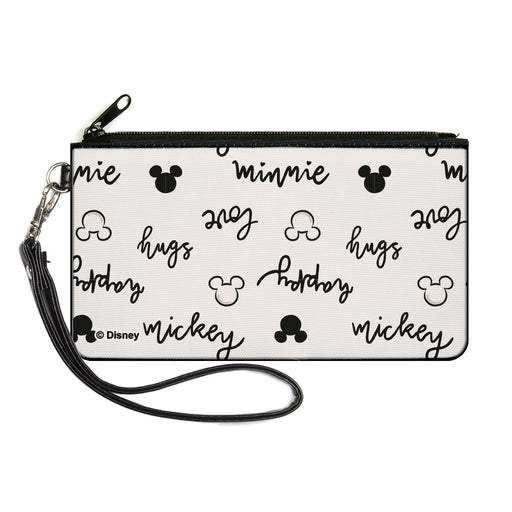 Canvas Zipper Wallet - LARGE - Mickey and Minnie Mouse Icons and Script Doodles White/Black Canvas Zipper Wallets Disney   