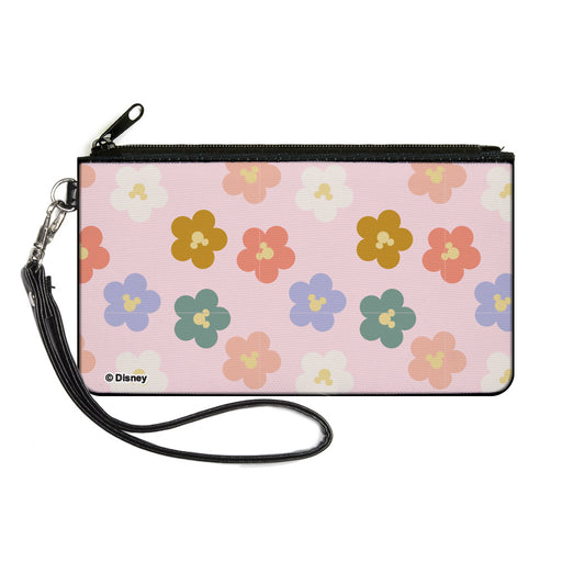 Canvas Zipper Wallet - LARGE - Mickey Mouse Ears Icon Flowers Pink/Multi Pastel Canvas Zipper Wallets Disney   
