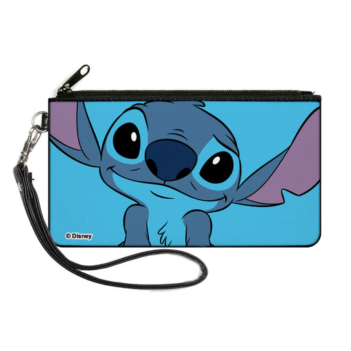 Canvas Zipper Wallet - LARGE - Lilo & Stitch Stitch Sweet Smiling Pose CLOSE-UP Blues Canvas Zipper Wallets Disney   