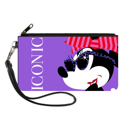 Canvas Zipper Wallet - MINI X-SMALL - ICONIC Hollywood Minnie Over Shoulder Pose CLOSE-UP Purples/White Canvas Zipper Wallets Disney   