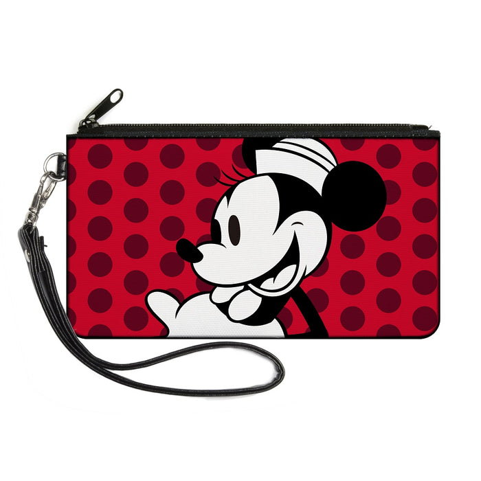 Canvas Zipper Wallet - SMALL - Vintage Minnie Smiling Pose CLOSE-UP Dots Reds/Black/White Canvas Zipper Wallets Disney   