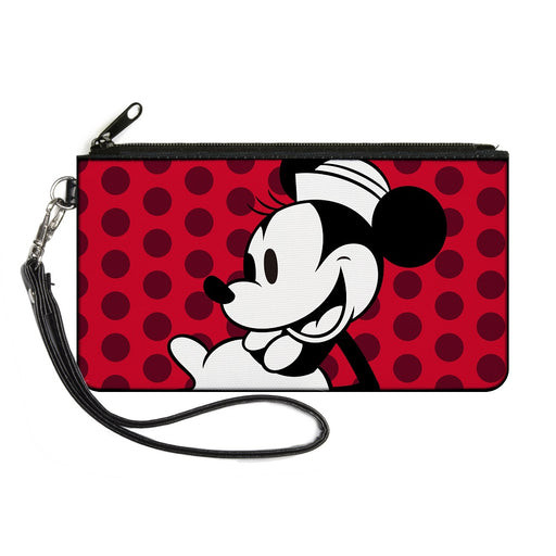 Canvas Zipper Wallet - LARGE - Vintage Minnie Smiling Pose CLOSE-UP Dots Reds/Black/White Canvas Zipper Wallets Disney   