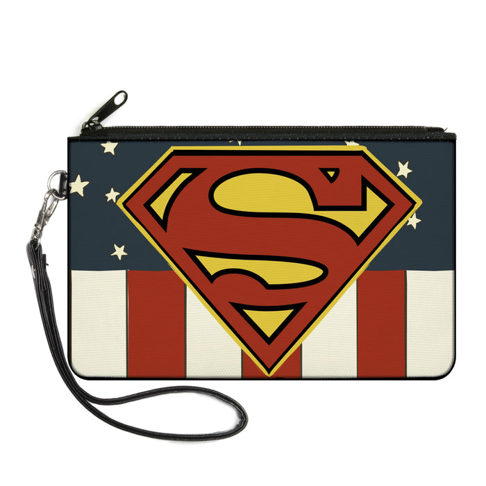 Canvas Zipper Wallet - LARGE - Superman Shield Americana Red/White/Blue/Yellow Canvas Zipper Wallets DC Comics   
