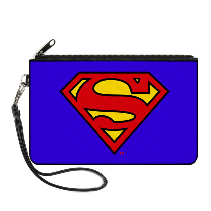 Canvas Zipper Wallet - LARGE - Superman Blue Canvas Zipper Wallets DC Comics   