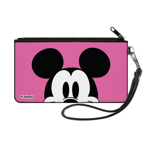 Canvas Zipper Wallet - SMALL - Mickey Mouse Face Character Close-Up Pink Canvas Zipper Wallets Disney   