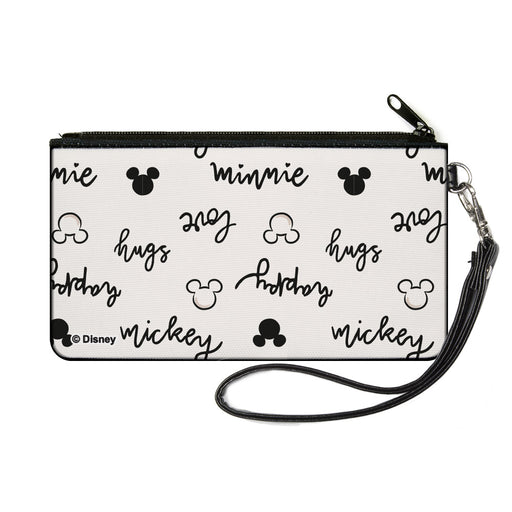 Canvas Zipper Wallet - SMALL - Mickey and Minnie Mouse Icons and Script Doodles White/Black Canvas Zipper Wallets Disney   