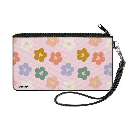 Canvas Zipper Wallet - SMALL - Mickey Mouse Ears Icon Flowers Pink/Multi Pastel Canvas Zipper Wallets Disney   