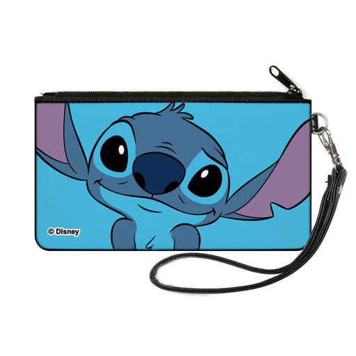 Canvas Zipper Wallet - SMALL - Lilo & Stitch Stitch Sweet Smiling Pose CLOSE-UP Blues Canvas Zipper Wallets Disney   