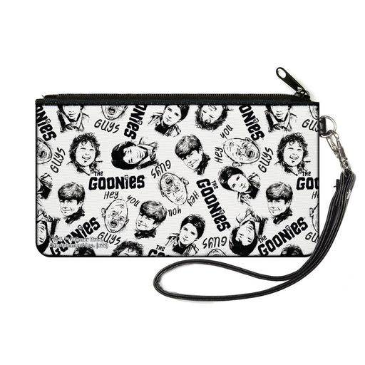 Canvas Zipper Wallet - SMALL - THE GOONIES Character Face Sketch Collage White/Black Canvas Zipper Wallets Warner Bros. Horror Movies   