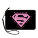 Canvas Zipper Wallet - SMALL - Superman Heart Shield Black/Pinks Canvas Zipper Wallets DC Comics   