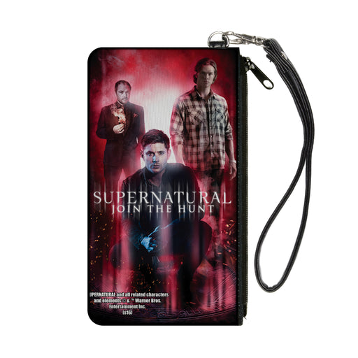 Canvas Zipper Wallet - SMALL - SUPERNATURAL-JOIN THE HUNT Crowley/Dean/Sam Group Pose Black/Red Glow Canvas Zipper Wallets Supernatural   