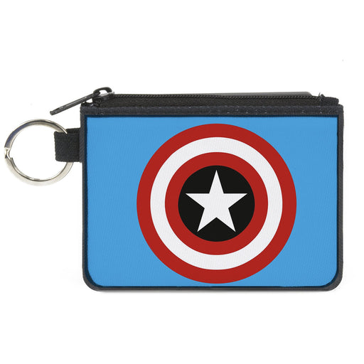 MARVEL COMICS  
Canvas Zipper Wallet - MINI X-SMALL - Captain America Shield Blue Canvas Zipper Wallets Marvel Comics   