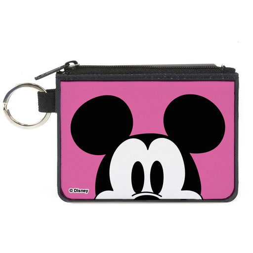Canvas Zipper Wallet - MINI X-SMALL - Mickey Mouse Face Character Close-Up Pink Canvas Zipper Wallets Disney   
