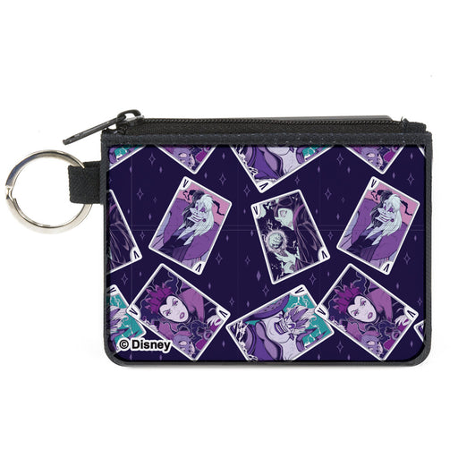 Canvas Zipper Wallet - MINI X-SMALL - Disney Villains Card Poses Collage Purples Canvas Zipper Wallets Disney   